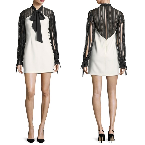 Self-Portrait Black and White Sheath Mini Dress - Picture 2 of 7